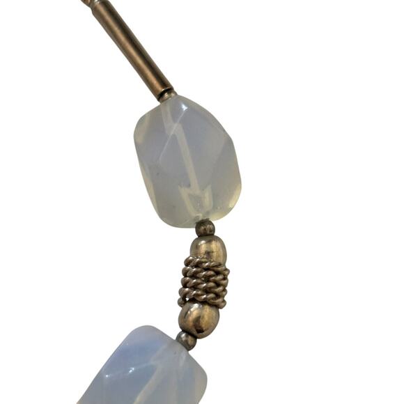 Sterling Silver Faceted Opalite Beaded Necklace Mexico Signed GAOI 18” 45g - Picture 8 of 12